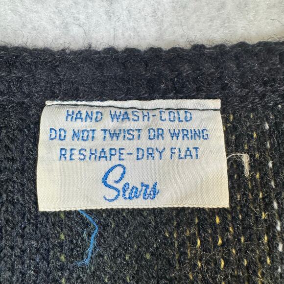 Vintage Sears Sweater Color Stripe Knit Fringe Knit Vest 60s 70s Brady Bunch - Picture 8 of 14